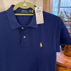 Brand new Polo by Ralph Lauren, royal blue, yellow logo, size M
